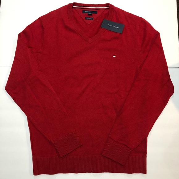 Tommy Hilfiger Pima Cotton Cashmere Red Sweater - Picture 1 of 3